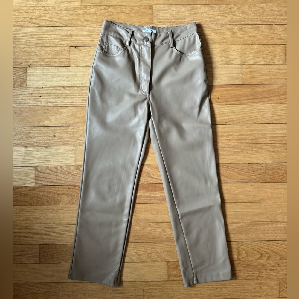 NWOT Petite tan leather pants